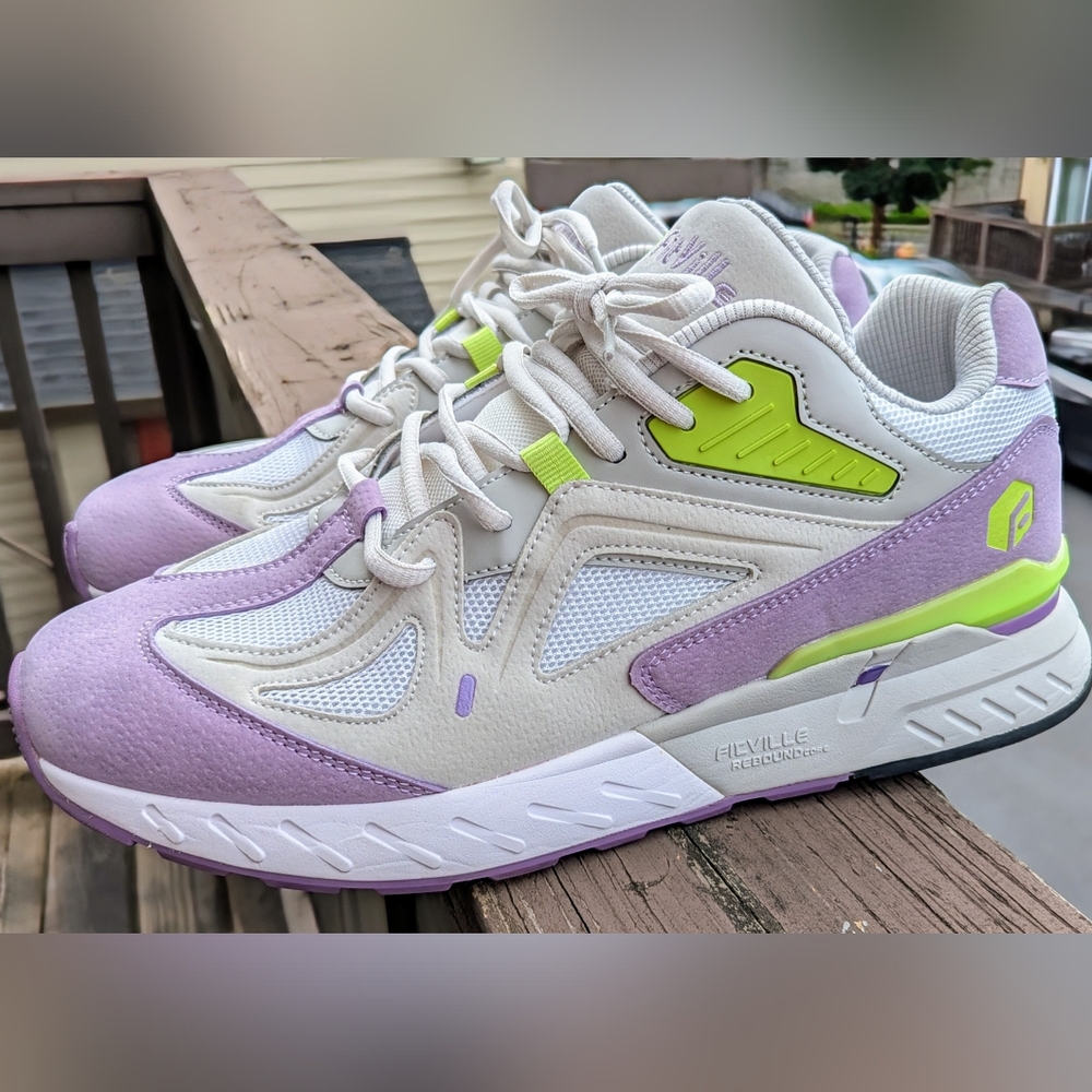 FitVille Womens Rebound Core Walking Shoes V1, size 12W,  Purple-green-grey, EUC